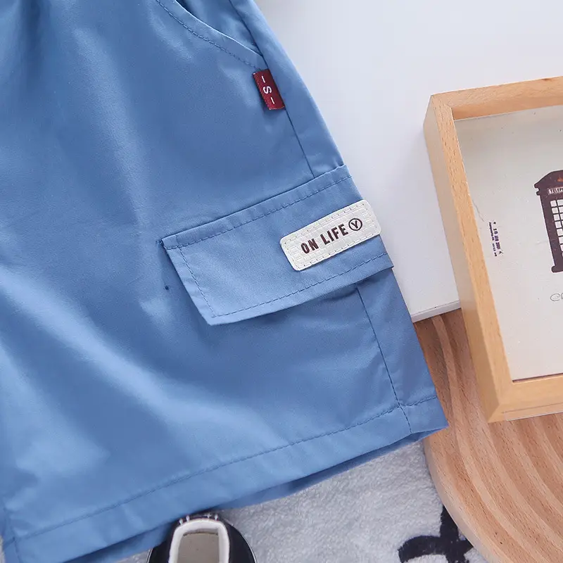 Children's Elephant T-Shirt Shorts Set Blue White 3Y — feature 11