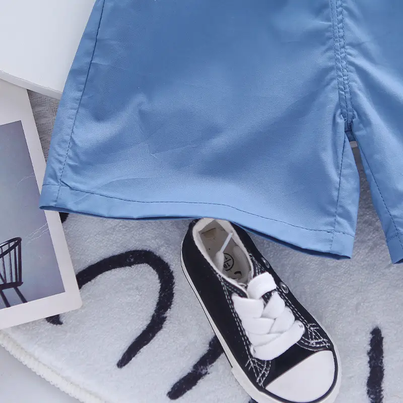 Children's Elephant T-Shirt Shorts Set Blue White 3Y — feature 12