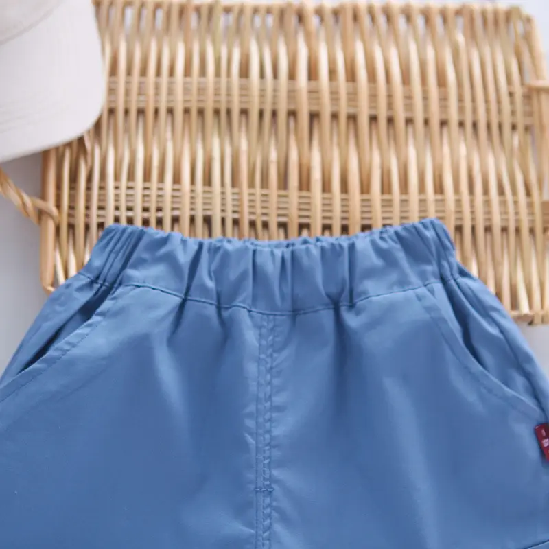 Children's Elephant T-Shirt Shorts Set Blue White 3Y — feature 8