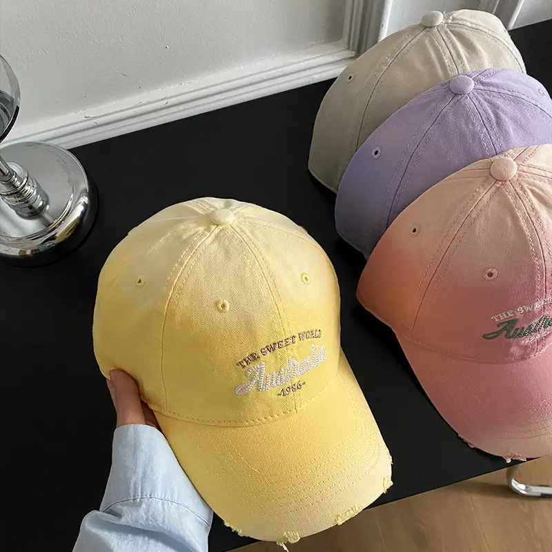Women's Yellow Letter Embroidered Baseball Cap Wide Brim