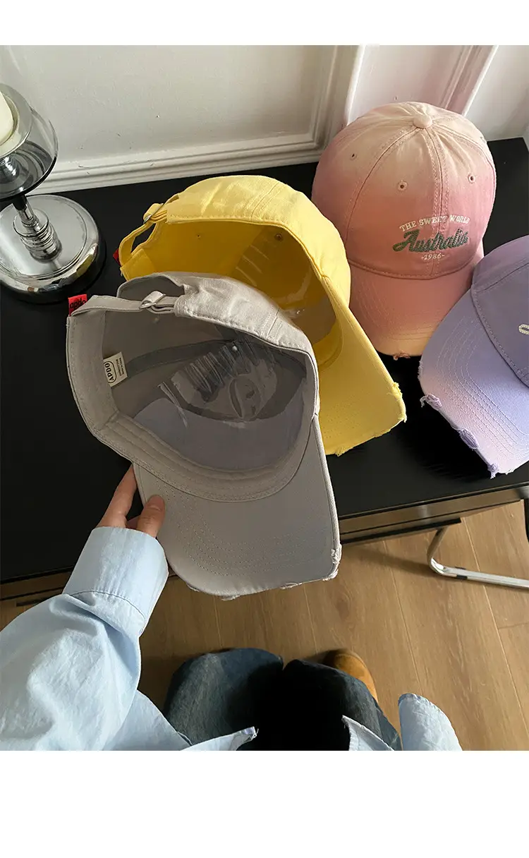 Women's Yellow Letter Embroidered Baseball Cap Wide Brim — feature 12