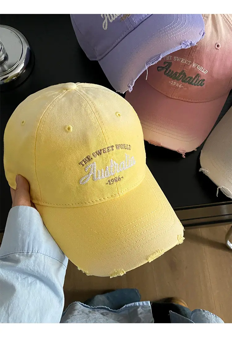Women's Yellow Letter Embroidered Baseball Cap Wide Brim — feature 8