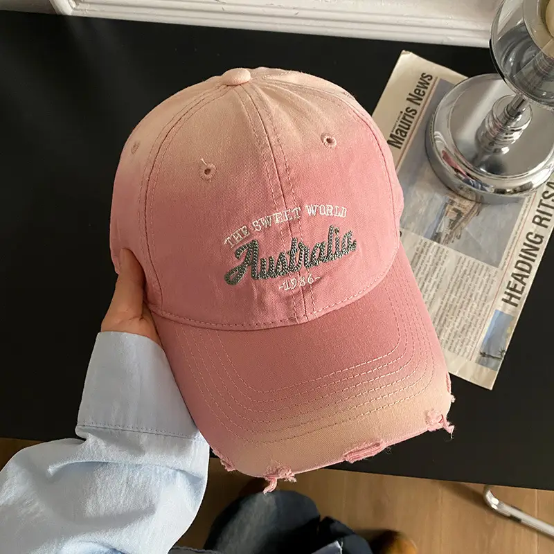 Women's Yellow Letter Embroidered Baseball Cap Wide Brim