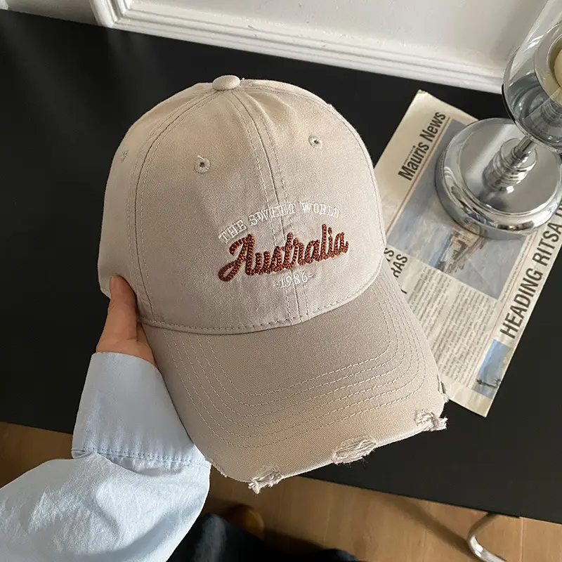 Women's Yellow Letter Embroidered Baseball Cap Wide Brim
