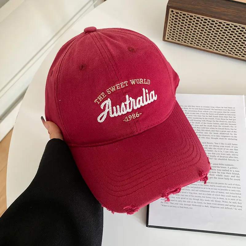 Women's Yellow Letter Embroidered Baseball Cap Wide Brim