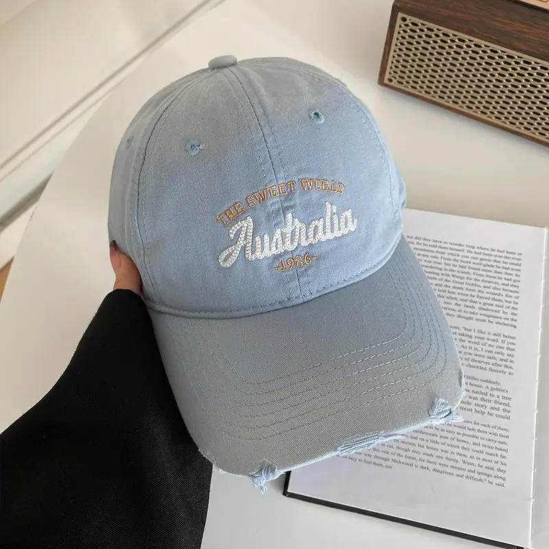 Women's Yellow Letter Embroidered Baseball Cap Wide Brim