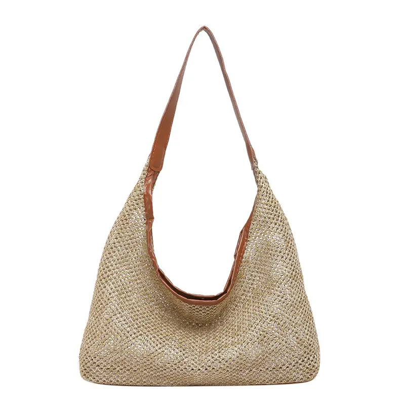 Woven Handbag Gold Handle Large Capacity Tote Bag - Image 7
