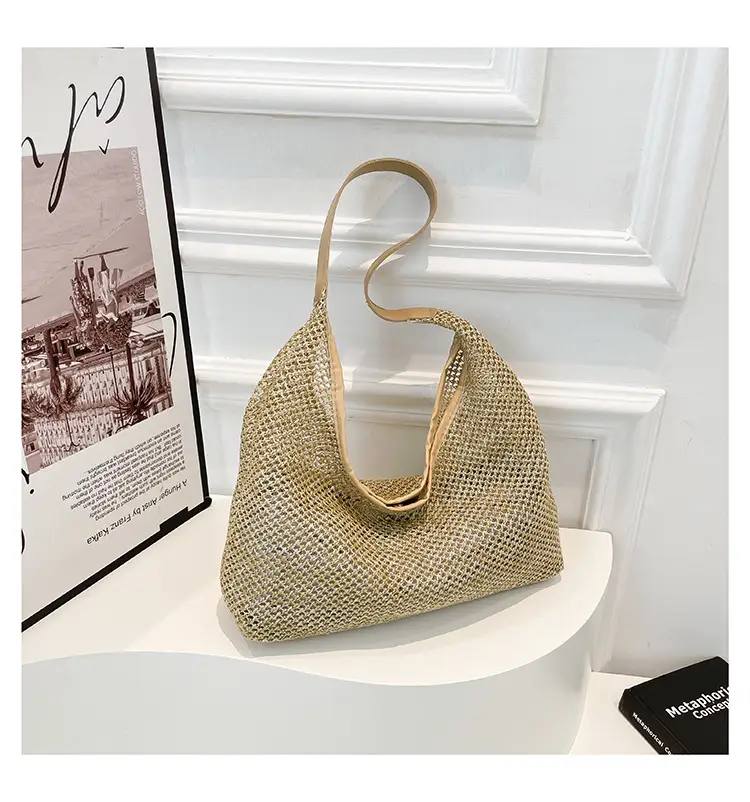 Woven Handbag Gold Handle Large Capacity Tote Bag — feature 23