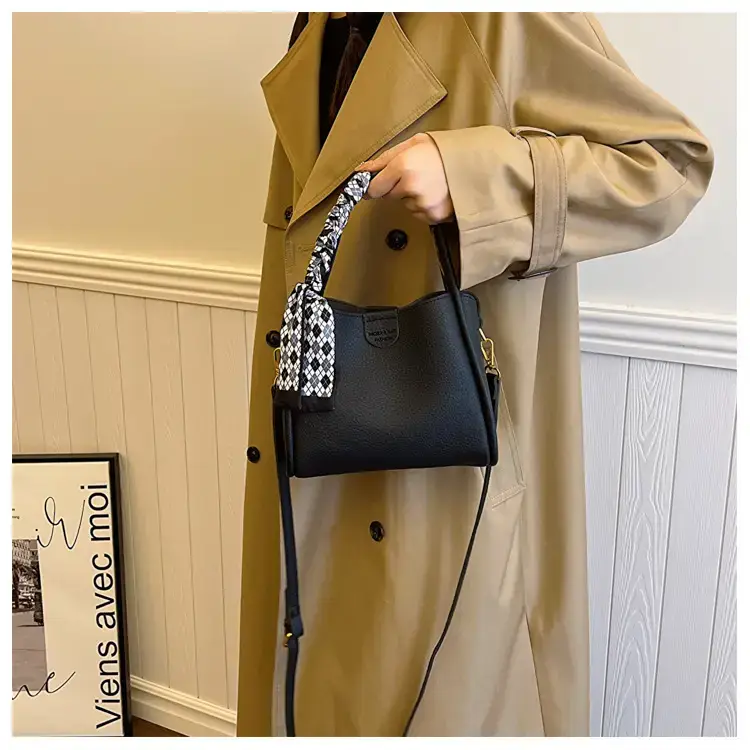 Black Soft Leather Bucket Bag for Women 2024 New Arrival — feature 9
