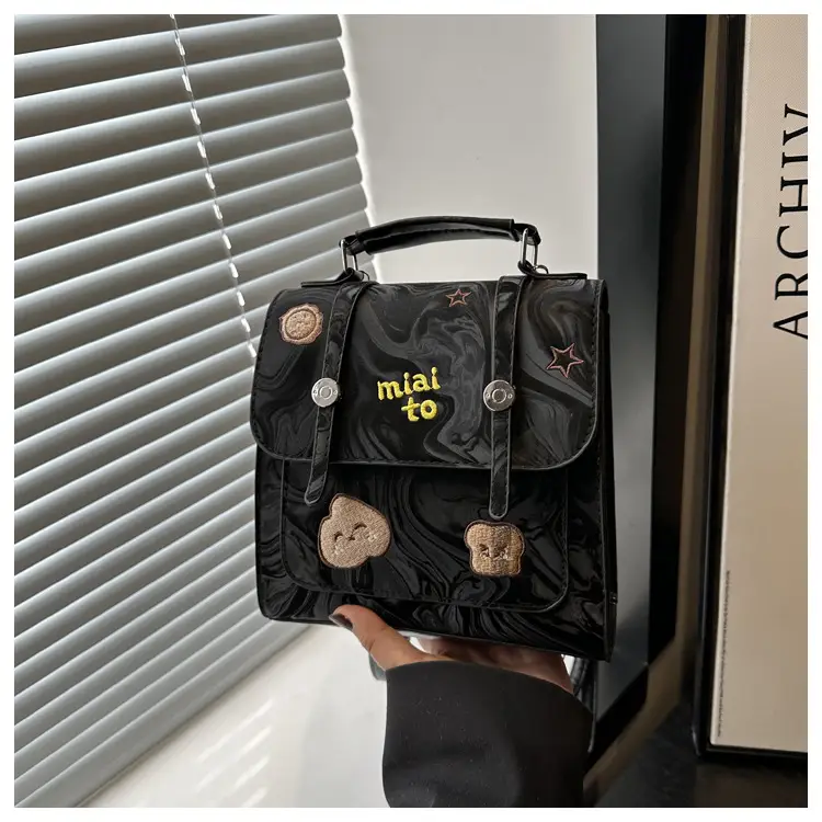 Vintage Textured Student Backpack Brown Embroidered 2025 — feature 17