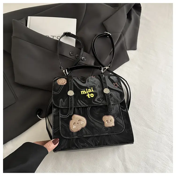 Vintage Textured Student Backpack Brown Embroidered 2025 — feature 20