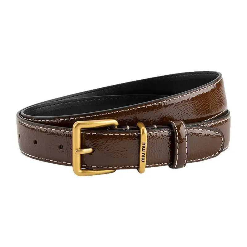 Women's Genuine Leather Belt with Gold Buckle - Image 19