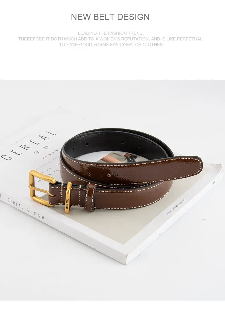 Women's Genuine Leather Belt with Gold Buckle β feature 10
