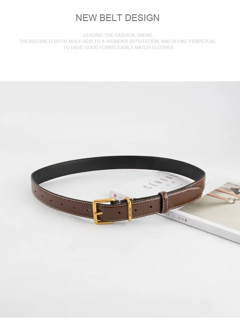 Women's Genuine Leather Belt with Gold Buckle β feature 11