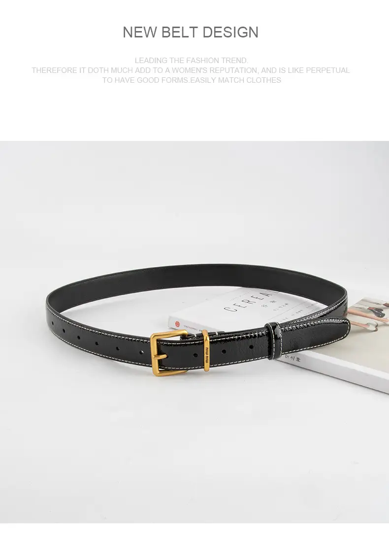 Women's Genuine Leather Belt with Gold Buckle β feature 12