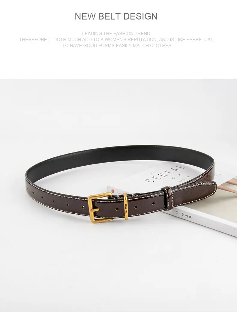 Women's Genuine Leather Belt with Gold Buckle β feature 15