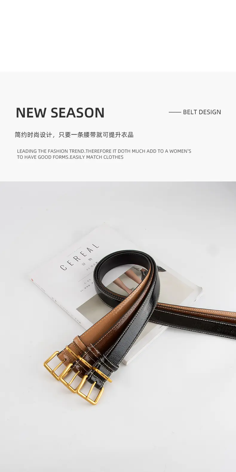Women's Genuine Leather Belt with Gold Buckle β feature 4