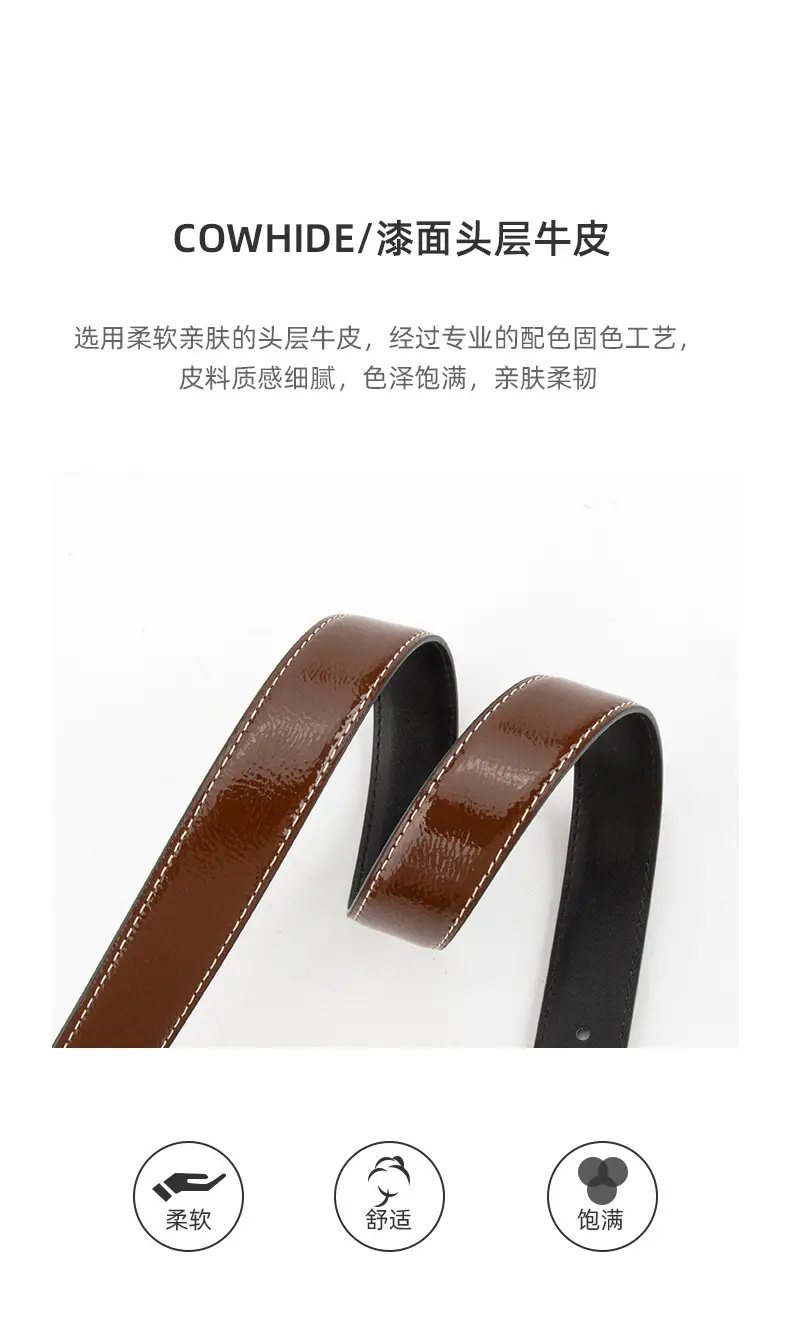 Women's Genuine Leather Belt with Gold Buckle β feature 5
