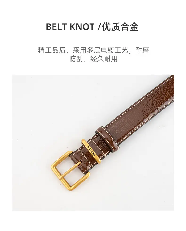 Women's Genuine Leather Belt with Gold Buckle β feature 6