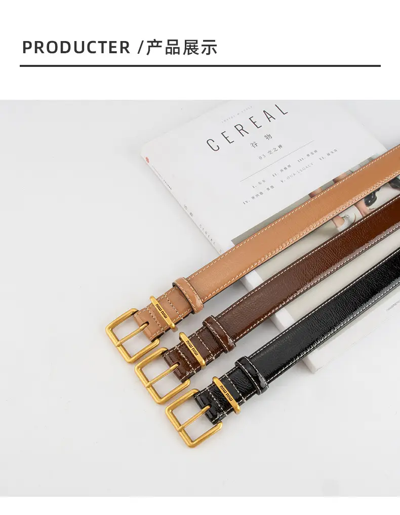 Women's Genuine Leather Belt with Gold Buckle β feature 9