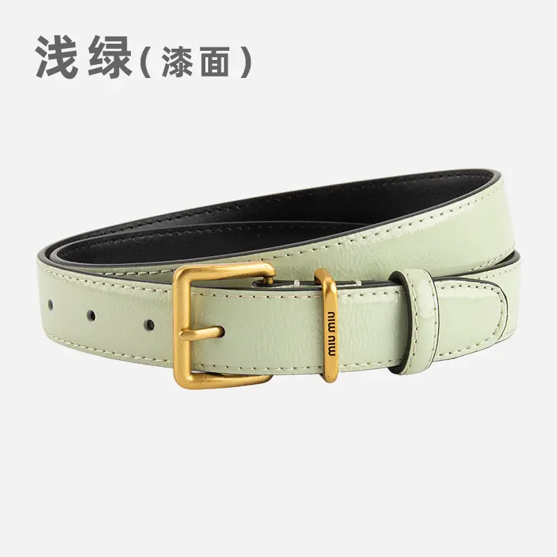 Women's Genuine Leather Belt with Gold Buckle - Image 11