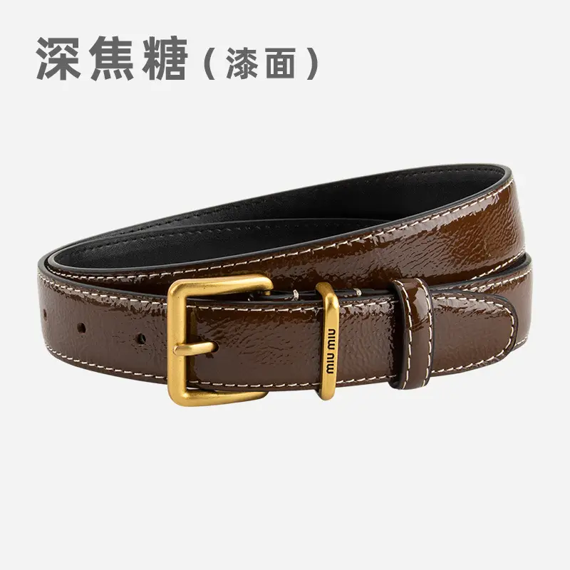 Women's Genuine Leather Belt with Gold Buckle - Image 12