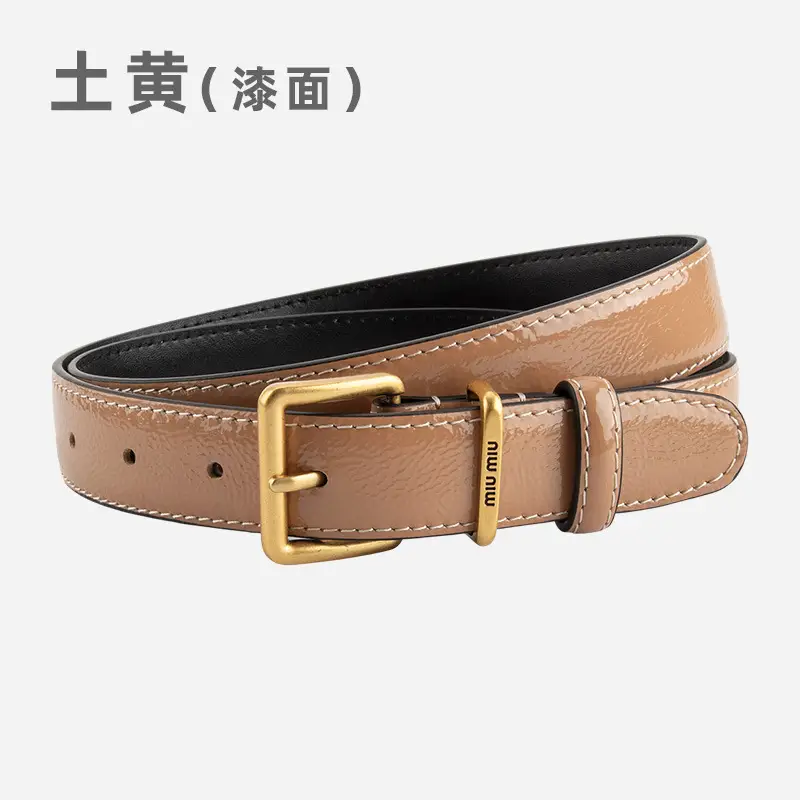 Women's Genuine Leather Belt with Gold Buckle - Image 13