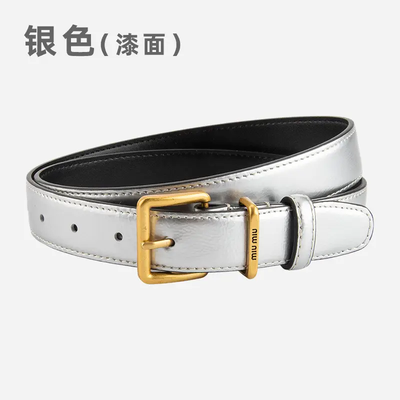 Women's Genuine Leather Belt with Gold Buckle - Image 14