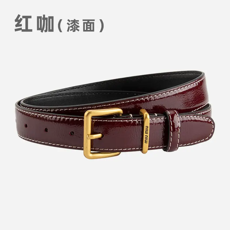 Women's Genuine Leather Belt with Gold Buckle - Image 3
