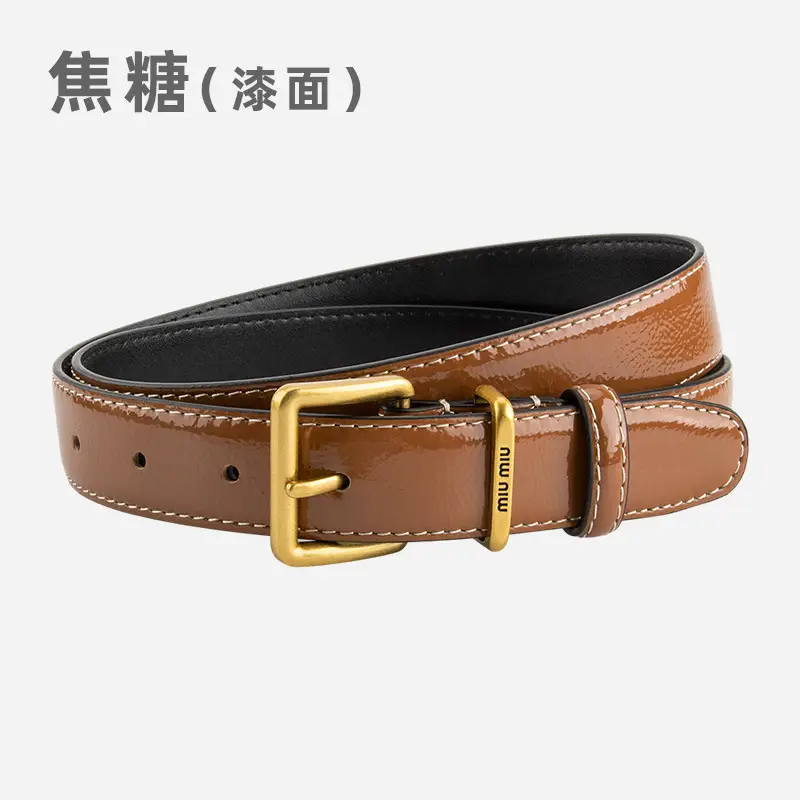 Women's Genuine Leather Belt with Gold Buckle - Image 5
