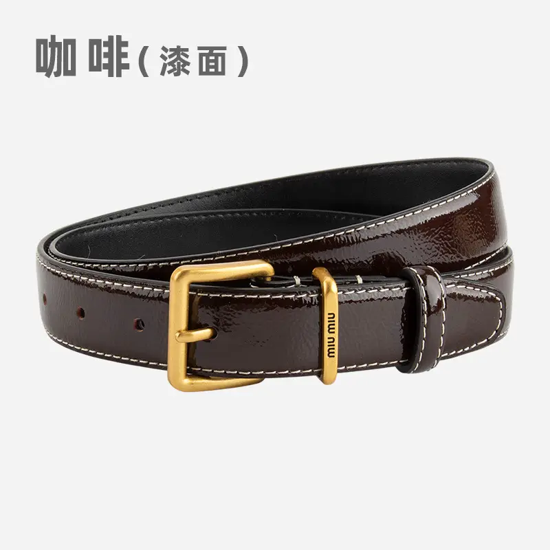 Women's Genuine Leather Belt with Gold Buckle - Image 6