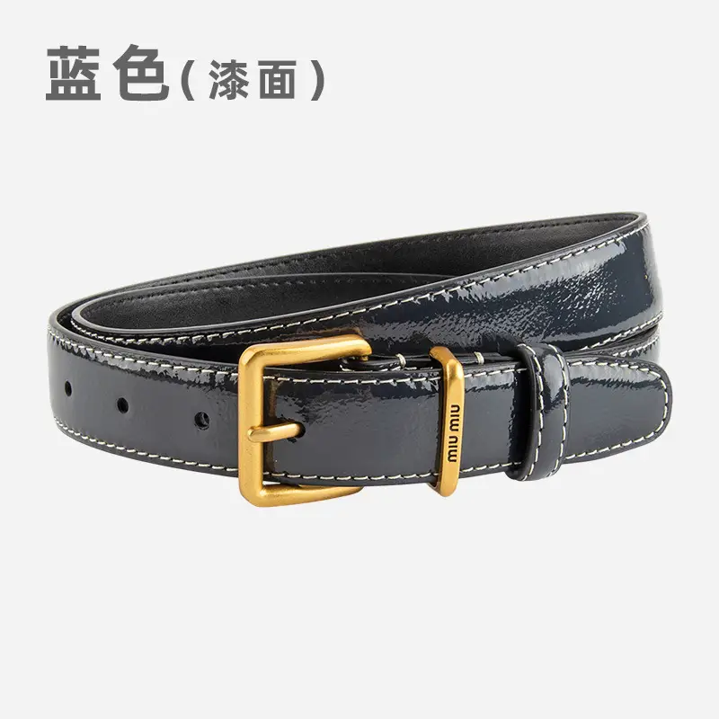 Women's Genuine Leather Belt with Gold Buckle - Image 7