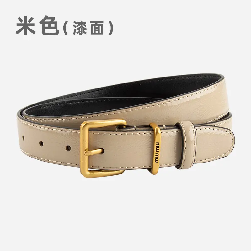 Women's Genuine Leather Belt with Gold Buckle - Image 8