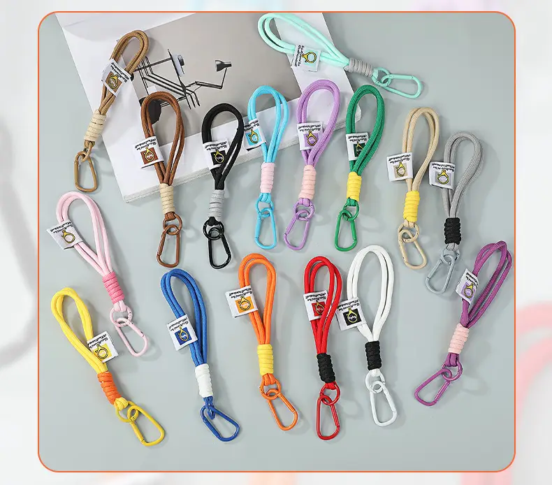 New Mobile Phone Lanyard Short Wrist Lanyard Hand-woven All-match Water Cup Lanyard Simple Color Matching Keychain Lanyard — feature 10