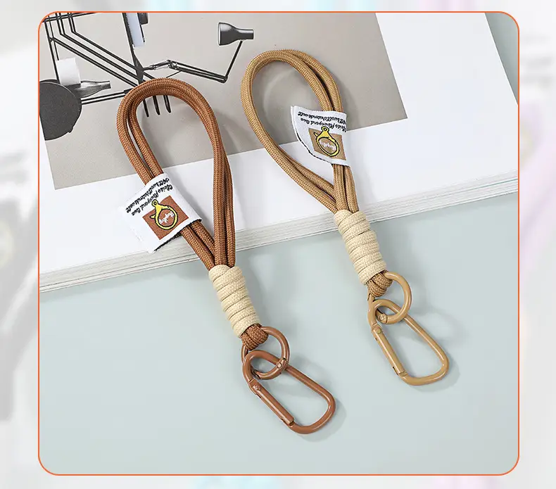 New Mobile Phone Lanyard Short Wrist Lanyard Hand-woven All-match Water Cup Lanyard Simple Color Matching Keychain Lanyard — feature 9