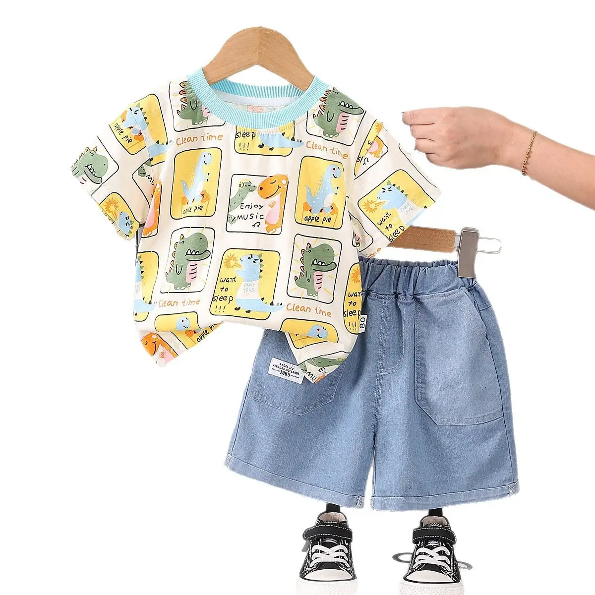Children Cartoon Print Short Sleeve T-Shirt & Shorts Set - Image 5