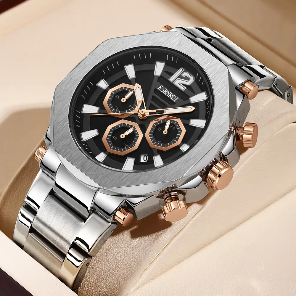 KSENRUI Men's Green Glow Chronograph Watch - Image 4