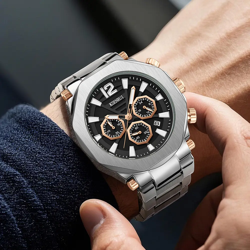 KSENRUI Men's Green Glow Chronograph Watch - Image 6