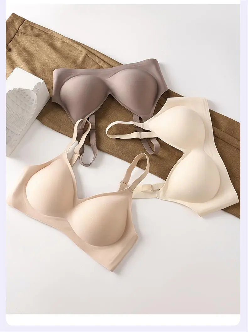 Non-Slip Non-Slip Underwear Small Chest Gathering Large Bra Non-fixed Cup Bra — feature 13