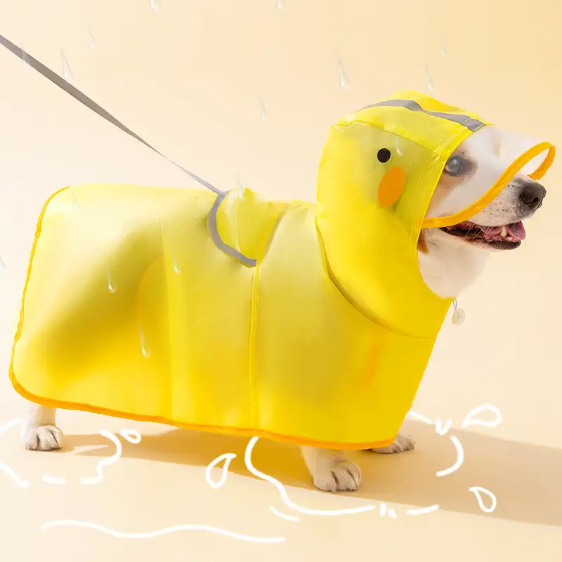 All-inclusive Contrasting Color Corgi Charge Raincoat Medium and Small Dogs Dachshund Four-legged Dog Raincoat Rainy Day Pet Dog Clothes
