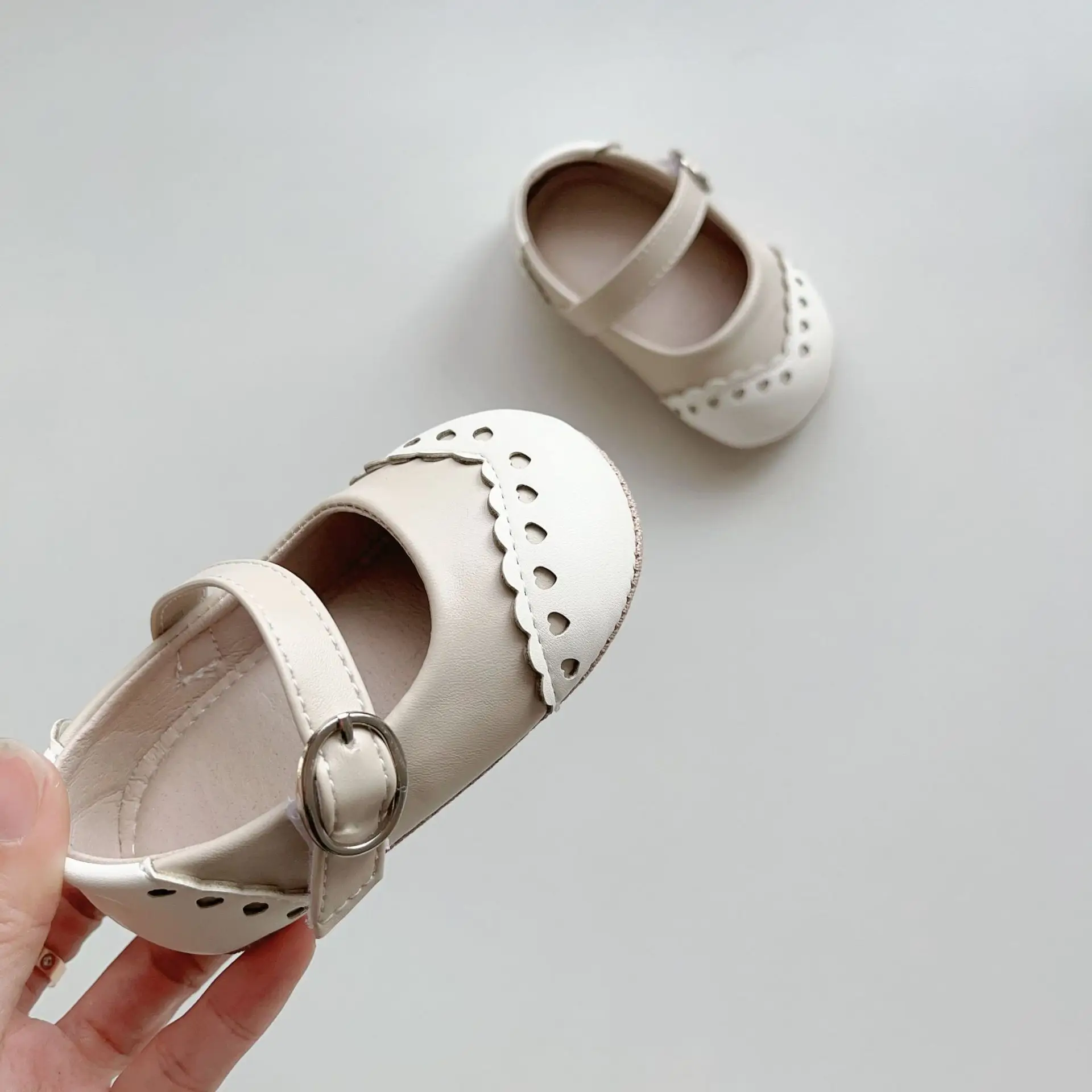 Korean Style Baby Toddler Shoes Silver Hook & Loop Flat