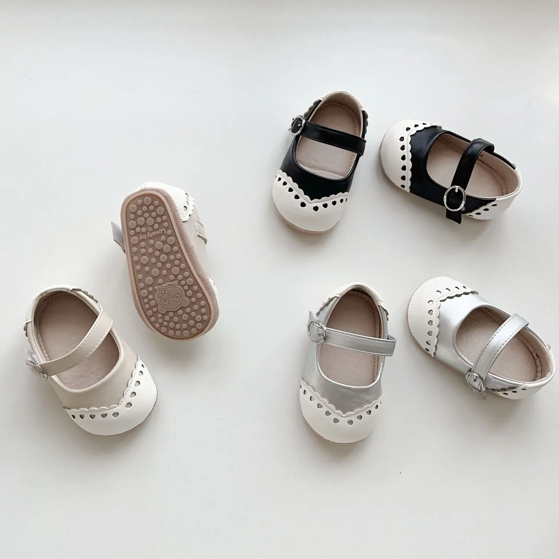Korean Style Baby Toddler Shoes Silver Hook & Loop Flat — feature 12