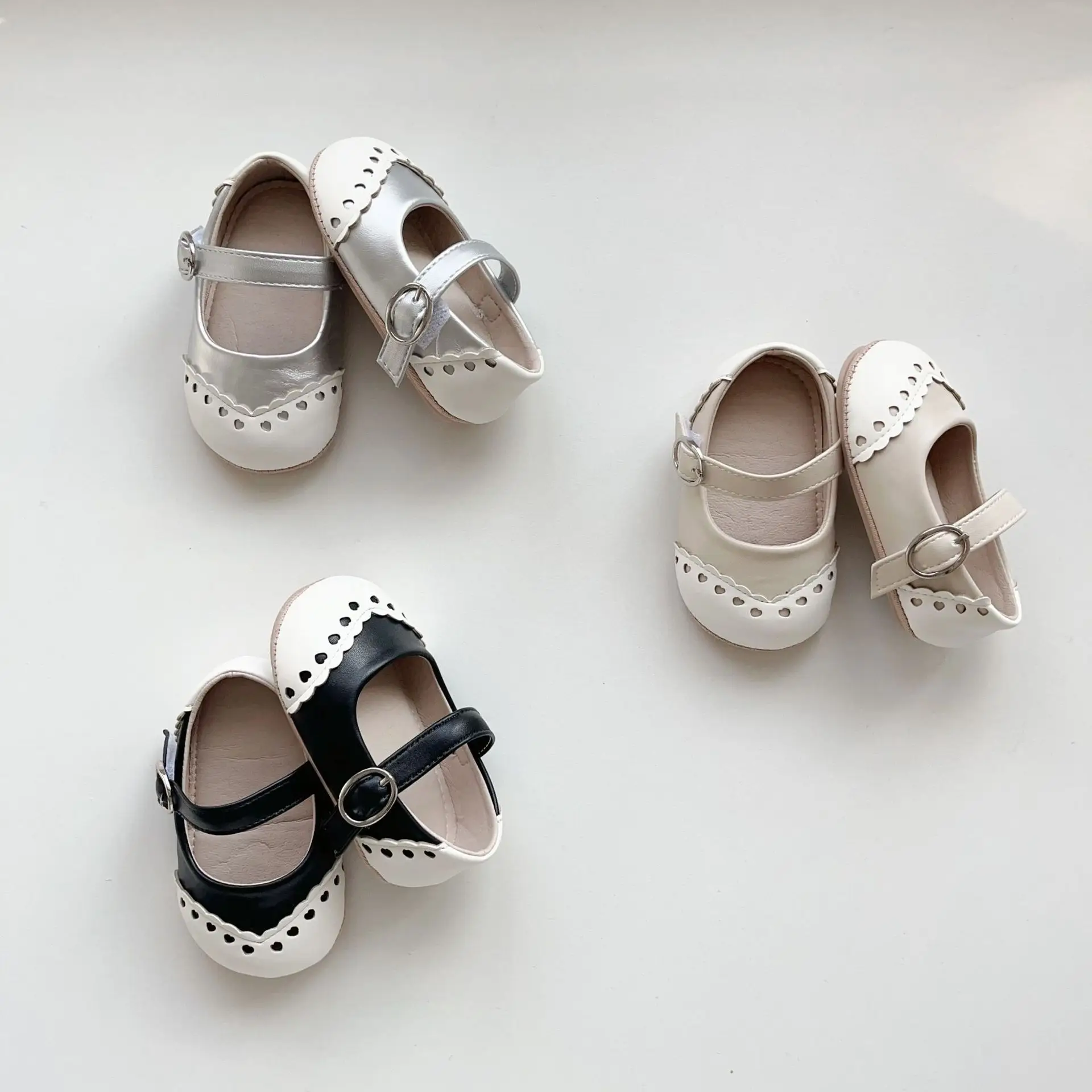 Korean Style Baby Toddler Shoes Silver Hook & Loop Flat — feature 15