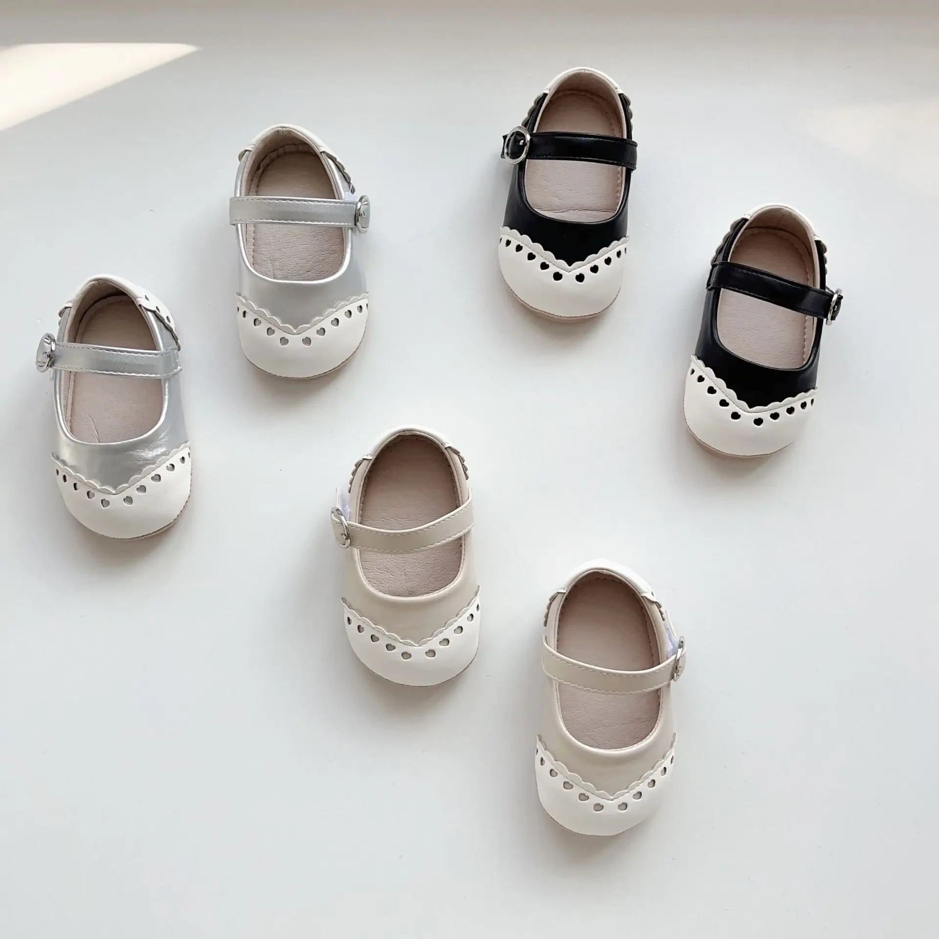Korean Style Baby Toddler Shoes Silver Hook & Loop Flat — feature 2