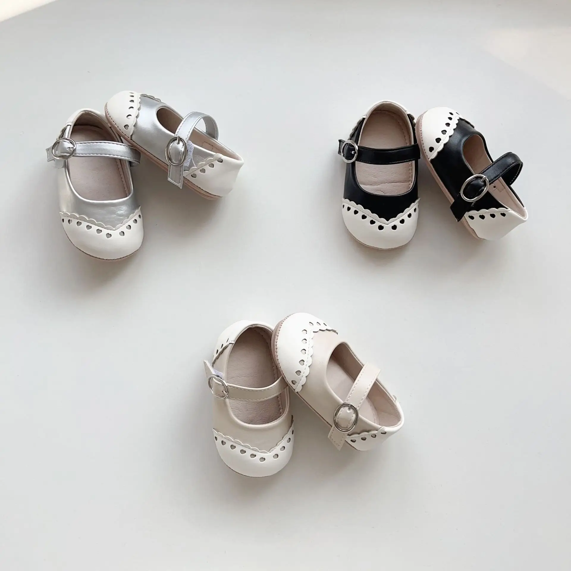 Korean Style Baby Toddler Shoes Silver Hook & Loop Flat — feature 4