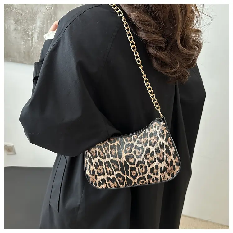 Trendy Women's Pink Monogram Shoulder Bag with Gold Chain — feature 19