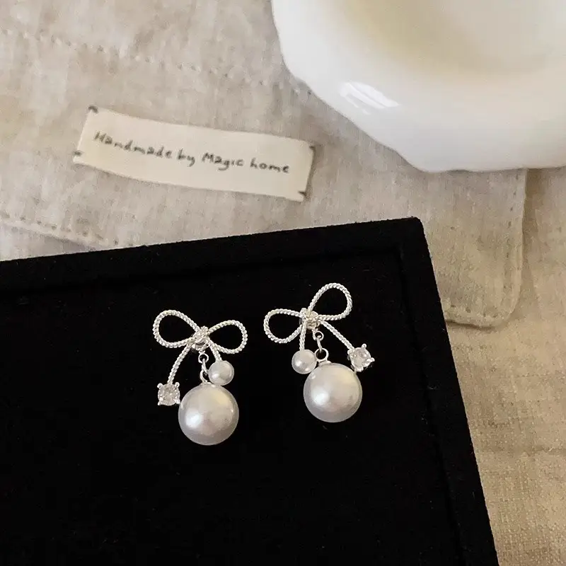 Elegant Bowknot Pearl Earrings for Women - Image 6