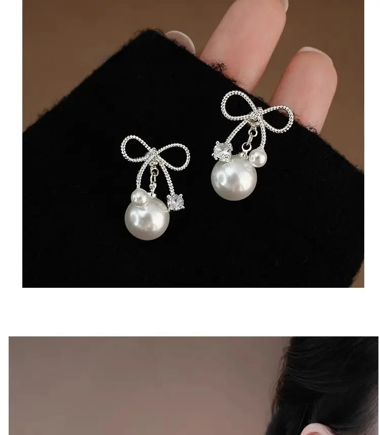 Elegant Bowknot Pearl Earrings for Women — feature 4