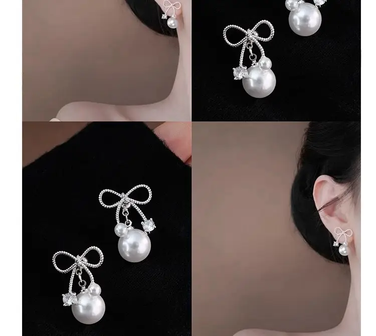 Elegant Bowknot Pearl Earrings for Women — feature 6