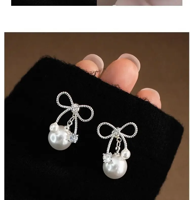Elegant Bowknot Pearl Earrings for Women — feature 7